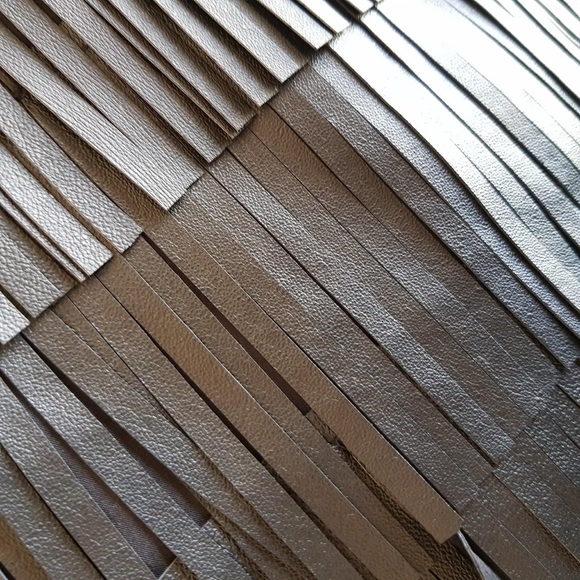 Zara Black Leather Fringe Skirt Size L - Picture 9 of 16